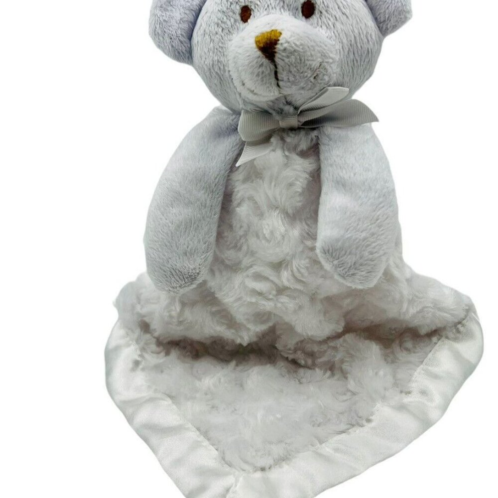 Blankets & Beyond White Bear Baby Lovey Security Blanket Satin Back